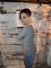 Load image into Gallery viewer, Light Grey Long Sleeve Ribbed Shirt
