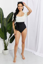 Load image into Gallery viewer, Salty Air Puff Sleeve One-Piece (Cream/Black)
