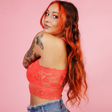 Load image into Gallery viewer, Juliette Deluxe Racerback Lace Bralette - Coral
