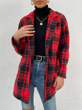 Load image into Gallery viewer, Plaid Lapel Collar Coat with Pockets
