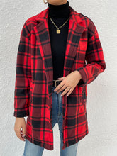 Load image into Gallery viewer, Plaid Lapel Collar Coat with Pockets
