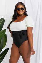 Load image into Gallery viewer, Salty Air Puff Sleeve One-Piece (Cream/Black)
