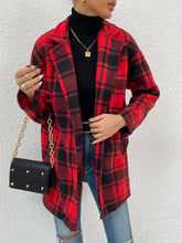 Load image into Gallery viewer, Plaid Lapel Collar Coat with Pockets
