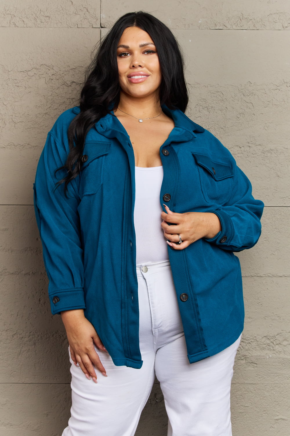 Cozy in the Cabin Shacket (Teal)