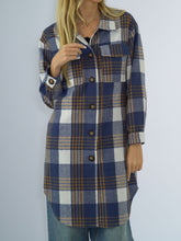 Load image into Gallery viewer, Plaid Collared Neck Long Sleeve Coat
