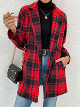 Load image into Gallery viewer, Plaid Lapel Collar Coat with Pockets
