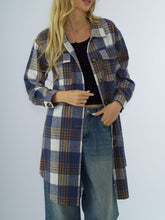Load image into Gallery viewer, Plaid Collared Neck Long Sleeve Coat
